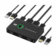 2-poorts USB HDMI KVM-switchbox voor 2 computers om toetsenbord, muis, HD-monitor en printer te delen.