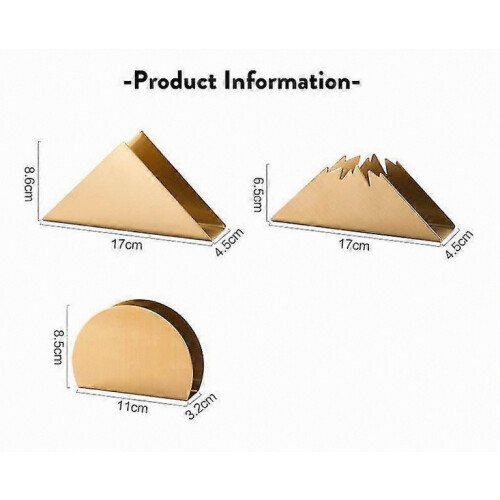 Servilletero triangular de acero inoxidable para encimeras de cocina y mesas de comedor, acabado dorado. 1
