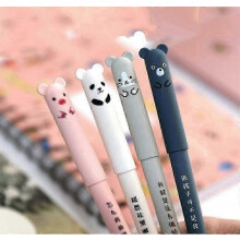 8 Cute Kawaii Erasable Gel Pens, Cartoon Animal Design, Black Ink, Fun Note Taking, Stationery Set