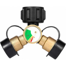 Adattatore splitter per propano, splitter a Y a 2 vie per bombola di gas GPL con indicatore di livello per camper, roulotte e barbecue.