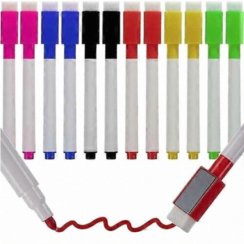 Whiteboard Pencils 12 Pack with Eraser, Smooth Writing, Ideal for School and Office Use