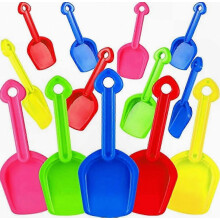 12 Pack Multi Colored Plastic Sand Shovels for Beach and Play Durable Lightweight for Kids Outdoor Fun