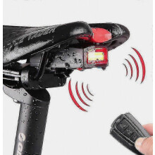Fahrradrücklicht mit Diebstahlalarm, wiederaufladbarem Warnlicht und elektrischer Hupe mit Fernbedienung