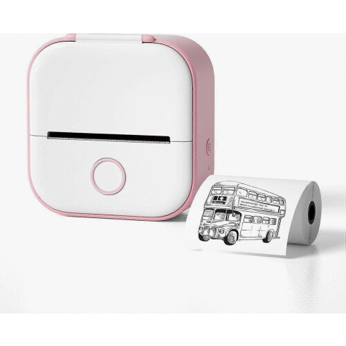 Bluetooth Portable Mini Inkless Sticker Printer Handheld Device Pink for Notes, Custom Labels and Crafts