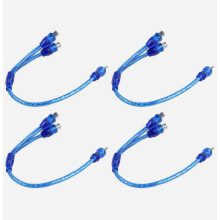 Car Connector 4 x RCA Phono Y Splitter Lead, 1 Male to 2 Female Adapter, 30 cm Cable for Audio Systems