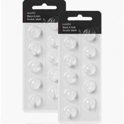 Replacement Hearing Aid Domes, Double Vent Bass 10 mm Universal Fit, Soft Silicone, 2 Pack