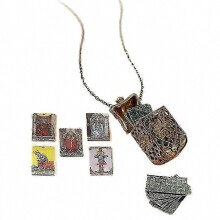 Kleine tarotdeck ketting, vintage mini tarotkaart hanger, draagbaar waarzegsieraad, gelukstalisman cadeau voor vrouwen