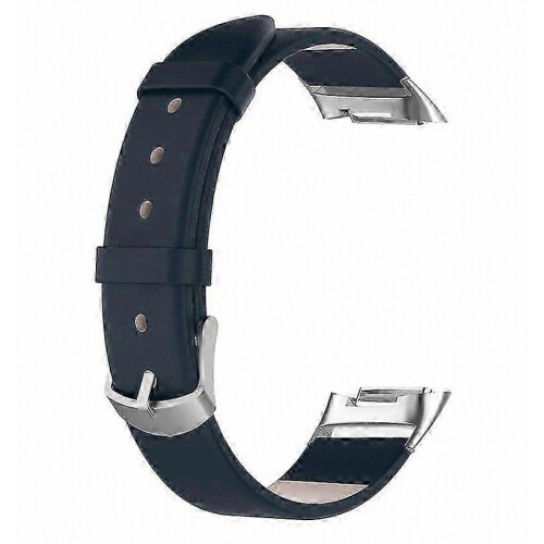 Adjustable Leather Smartwatch Band with Metal Buckle for Fitbit Charge 6 and 5, Soft Durable Replacement Strap