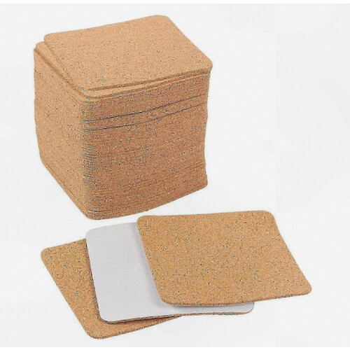 Square Cork Coasters with Adhesive Backing, 50 Sheets for Crafting and Drinkware Protection