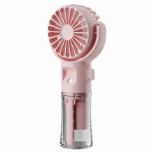 Portable Mist Fan with Cooling Spray, USB Rechargeable, 4 Speed Handheld Fan for Outdoor Travel, Pink