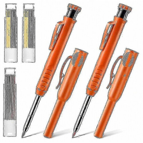 2 Pack Carpenter Pencils with Built In Sharpener for Woodworking and Construction Marking Tools