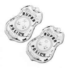 2 insignias de policía de metal realistas para niños, accesorios para disfraces de juegos de rol, construcción de hierro duradera, fác