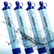 Draagbare waterfilterrietjes (4 stuks) voor buitenactiviteiten, lichtgewicht en compacte filteroplossing voor kamperen, wandelen en mee