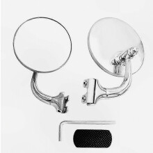 2 Pcs Classic Silver Round Side Mirror Kit for Vintage Cars, Front and Rear View Reflective Mirrors