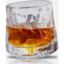 Verres à whisky Old Fashioned, verres à cocktail en cristal rotatifs à base sphérique pour bourbon, transparents