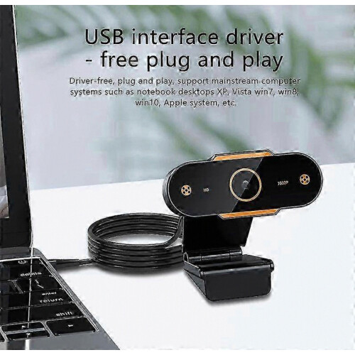 1080P HD USB 2.0 PC Desktop Webcam with Mic, 1.3 m Cable, Regular Configuration for Home and Office Use 1