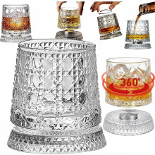 Verre à whisky en cristal rotatif à 360 avec base en relief unique, verre à cocktail et à vin rotatif pour sublimer les saveurs.