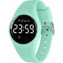 Digitale sport- en fitnesshorloge voor kinderen van 5 tot 16 jaar, waterdicht, met alarmfunctie, lichtgroen, ideaal cadeau.