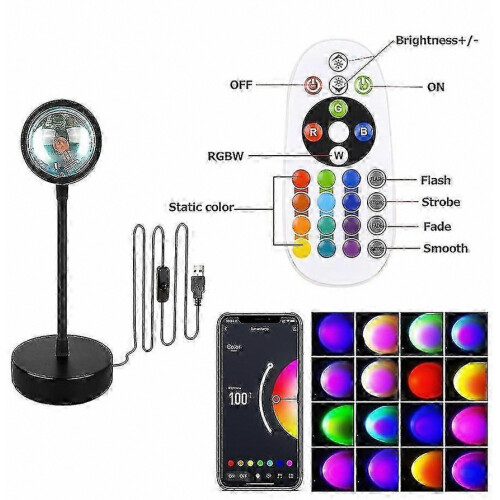 Projecteur de veilleuse intelligent effet coucher de soleil avec application et télécommande, décoration LED pour chambre, éclairage ph 2