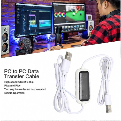 LED Cable High Speed USB 2.0 Transfer Cable, 480MB/s PC to PC Direct Data File Transfer Bridge for Windows Computers 1