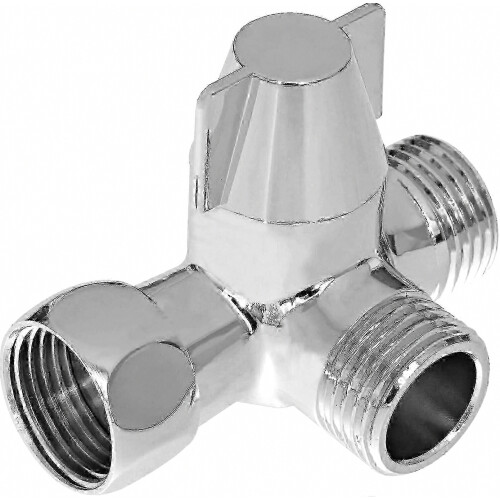 3-Way Shower Diverter Valve, Polished Chrome Solid Brass for Handheld and Overhead Shower Systems