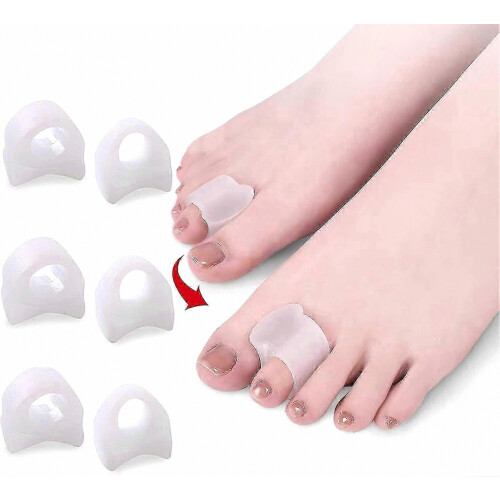 6 Pack Soft White Toe Spacers for Comfortable Foot Care, Reusable Silicone Separators for Daily Relief