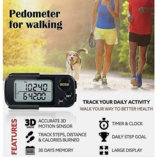 Pedometro 3D con clip di sicurezza, contapassi preciso per camminare e correre, compatto e facile da usare. 2
