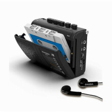 Tragbarer Retro-Kassettenspieler mit AM/FM-Radio, Kassettenrekorder und integriertem Lautsprecher im Walkman-Stil für Zuhause und unter