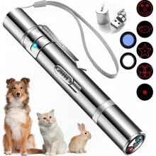 Pointeur laser rechargeable USB pour chats et chiens, jouet interactif à point rouge avec 5 modes pour jouer à l'intérieur