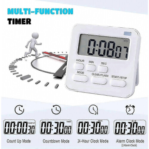 Digital Kitchen Timer with Stopwatch and Countdown Function, Magnetic Timer for Cooking and Baking 2