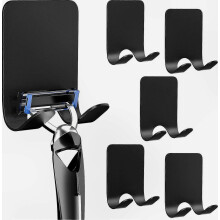 Support de rasoir de douche auto-adhésif en acier inoxydable, lot de 6 crochets muraux pour salle de bain et cuisine