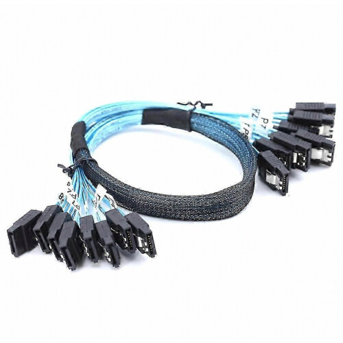 8 Piece PC 3.0 SATA 7-Pin Data Cable, 6Gbps SAS Cable for Hard Disk, SSD, NAS Host Drive, Durable Black 1