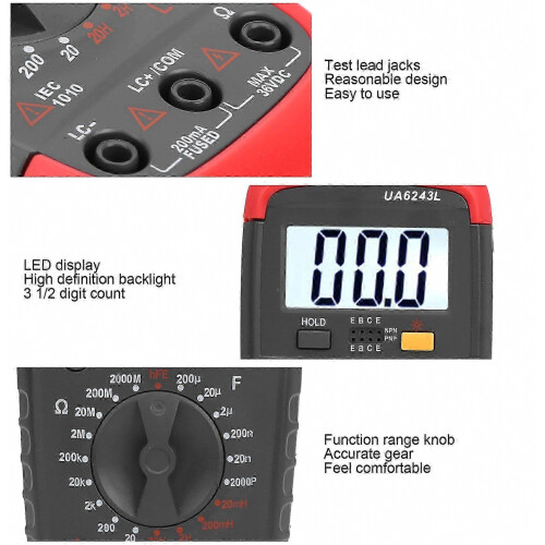 2026 Handheld LED Digital Multimeter Capacitance Meter Resistance Tester, 1999 Count Display 2