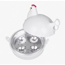 Cuiseur vapeur à œufs pour micro-ondes en forme de poule (4 œufs), idéal pour la cuisine et la préparation rapide du petit-déjeuner.