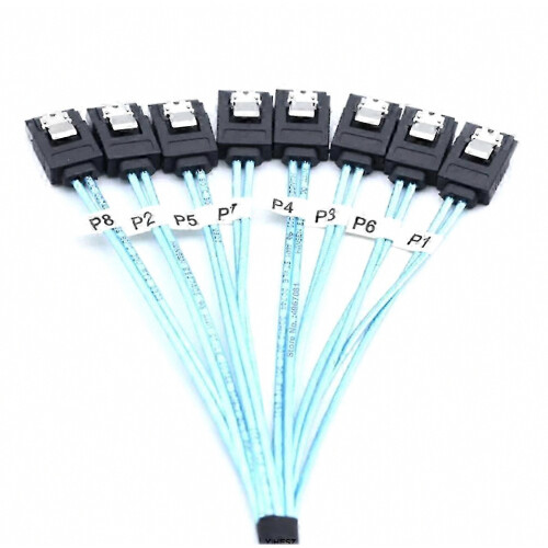 8 Piece PC 3.0 SATA 7-Pin Data Cable, 6Gbps SAS Cable for Hard Disk, SSD, NAS Host Drive, Durable Black 2