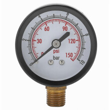 Waterdrukmeter 0-10 bar 0-150 psi G1/4 verticaal meetinstrument met duurzame messing behuizing