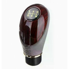 Universal Wood PU Leather Manual Gear Shift Knob 5 Speed Car Truck Shifter Lever Accessory