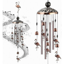 Carillon éolien doré pour la décoration extérieure de terrasse et de jardin, ornement suspendu en métal pour jardin et balcon.