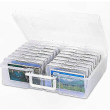Scatola portaoggetti portatile a 16 scomparti per foto e ricordi, organizer compatto con inserti trasparenti