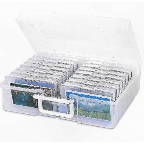 16-Compartment Portable Storage Box for Photos and Memories, Compact Organizer with Clear Inserts