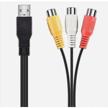 USB Male Plug to 3 RCA Female Adapter Cable, Audio and Video AV Converter for HDTV and TV, 1 Piece
