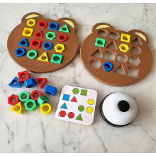 Juego de rompecabezas de combinación de formas y colores, lindo juego de mesa interactivo con temática de oso para jugar entre padres e