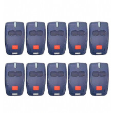 Set van 10 rolling code afstandsbedieningen (433 MHz) voor garagedeuren en poorten, met 2 knoppen.