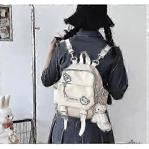 Cute Mini Backpack with Accessories, Aesthetic Small Backpack for Teens, Kawaii White Daypack 1