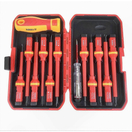 1000V Insulated Slotted Magnetic Screwdriver Bit Set with Repair Tools for Electrical Work