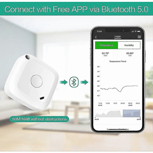 Bluetooth-thermometer en -hygrometer, binnenthermometer met app, temperatuur- en vochtigheidsmeter 2