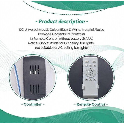 Ceiling Fan Remote Control Kit, 6-Speed Timer, Low Voltage DC Driver for Fan Lights and Easy Installation 1
