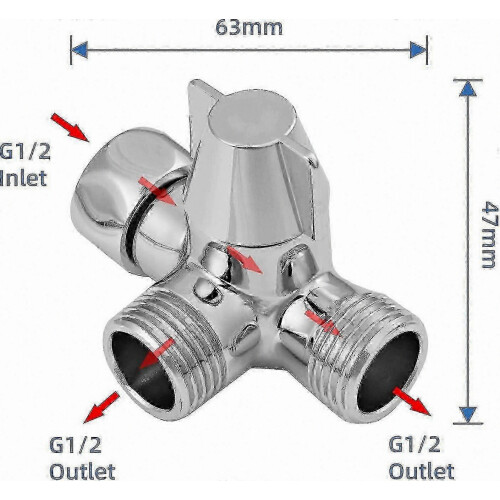 3-Way Shower Diverter Valve, Polished Chrome Solid Brass for Handheld and Overhead Shower Systems 1