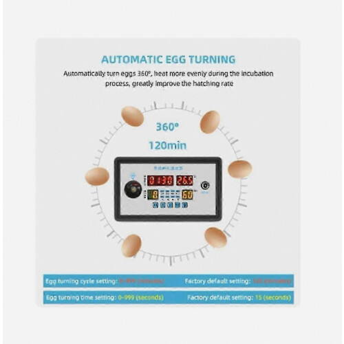 Automatic 360 Egg Incubator with Digital Smart Thermostat, Temperature and Humidity Control, Stable Precision for Home H 1