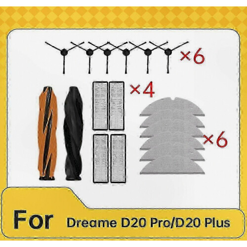 Replacement Parts Kit for D20 Pro Plus Robot Vacuum Includes Main Brush Side Brushes Filter and Mop Cloth 2